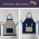 Apron Reversible - White Floral / Blue